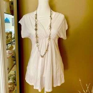 BCBG White v-neck top